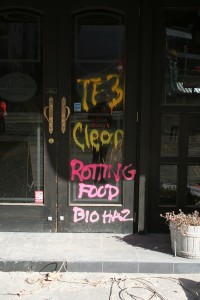 Red Zone warnings left by the toxic clean-up team.