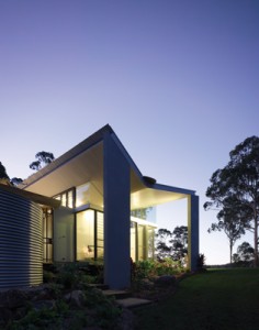 The pavilion design draws the natural setting into the home