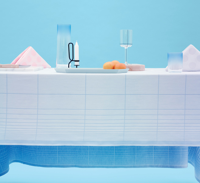 Block colours and delicate circles, grids and lines characterise the duo’s recent work for Danish brand, Hay (2013)