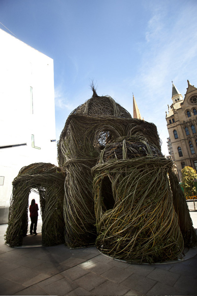 Wagstaff’s Creative Services collaborated with Patrick Dougherty to create Stickwork