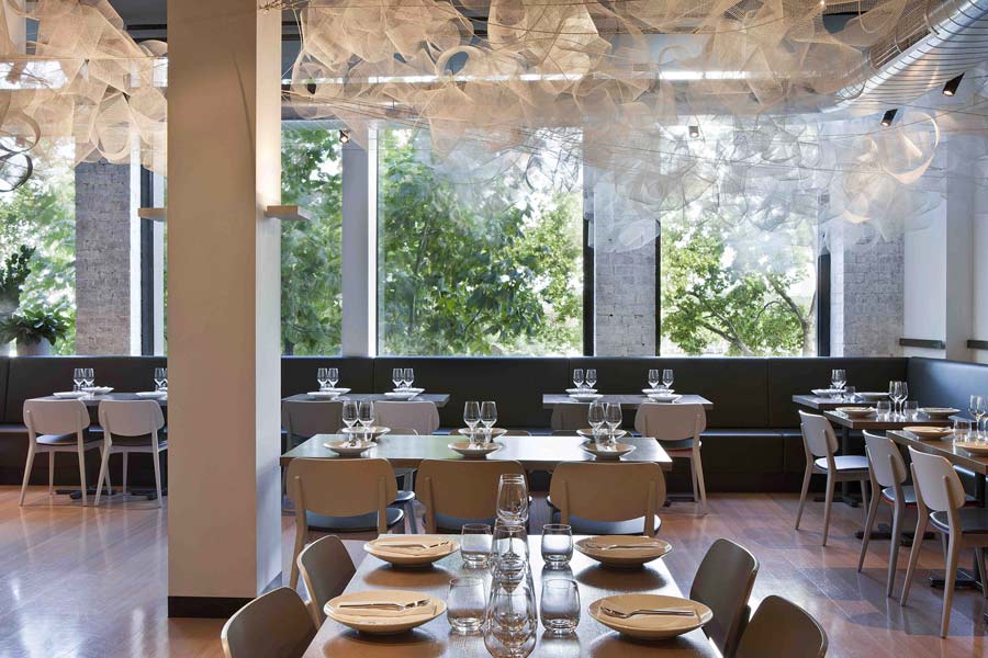 Located at the far end of the tenancy, the Tonka dining room takes full advantage of the building’s windows