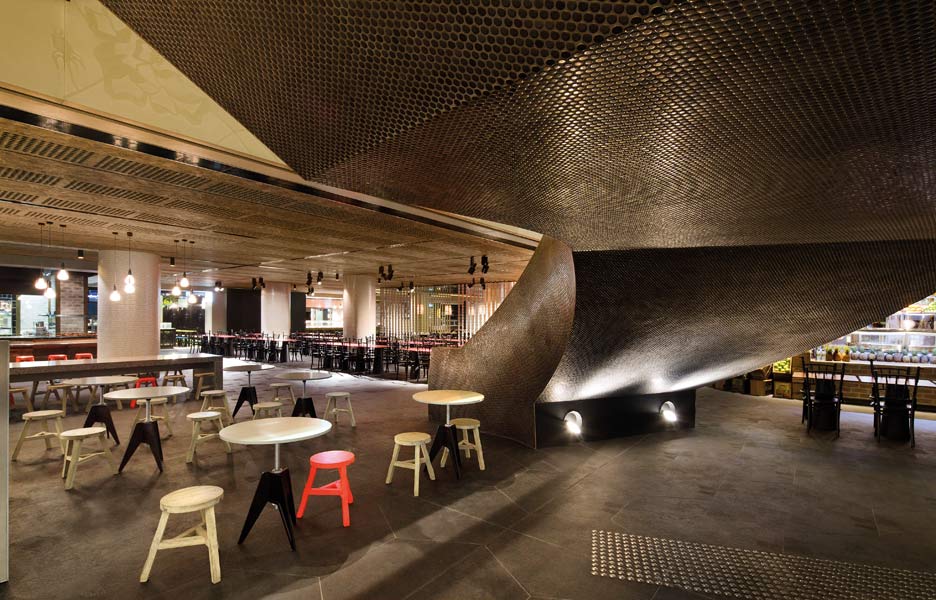 The Galeries food hall in Sydney, by The Uncarved Block. Photo by John Gollings
