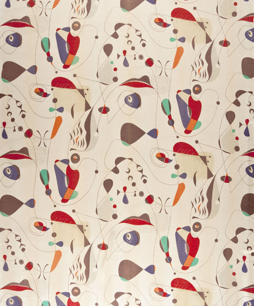 Paul László 1900–93 Paul Laszlo’s European Group textile 1954 or before Rayon, cotton LACMA, Gift of Peter and Shannon Loughrey © Paul Lászlo Estate/ADAGP, Paris/Artists Rights Society (ARS), New York.