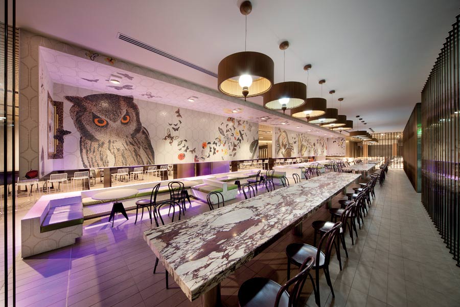 In its design for the Melbourne Central Food Court, The Uncarved Block created a strong visual impact with this custom-designed mosaic. Photo by John Gollings