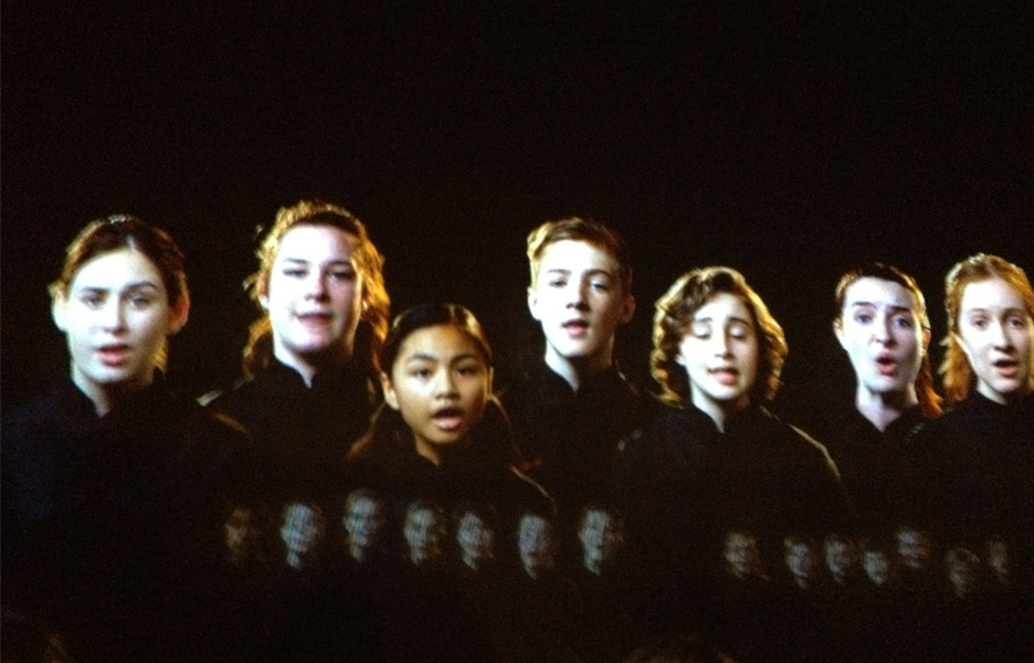 Faces from the choral installation Voices