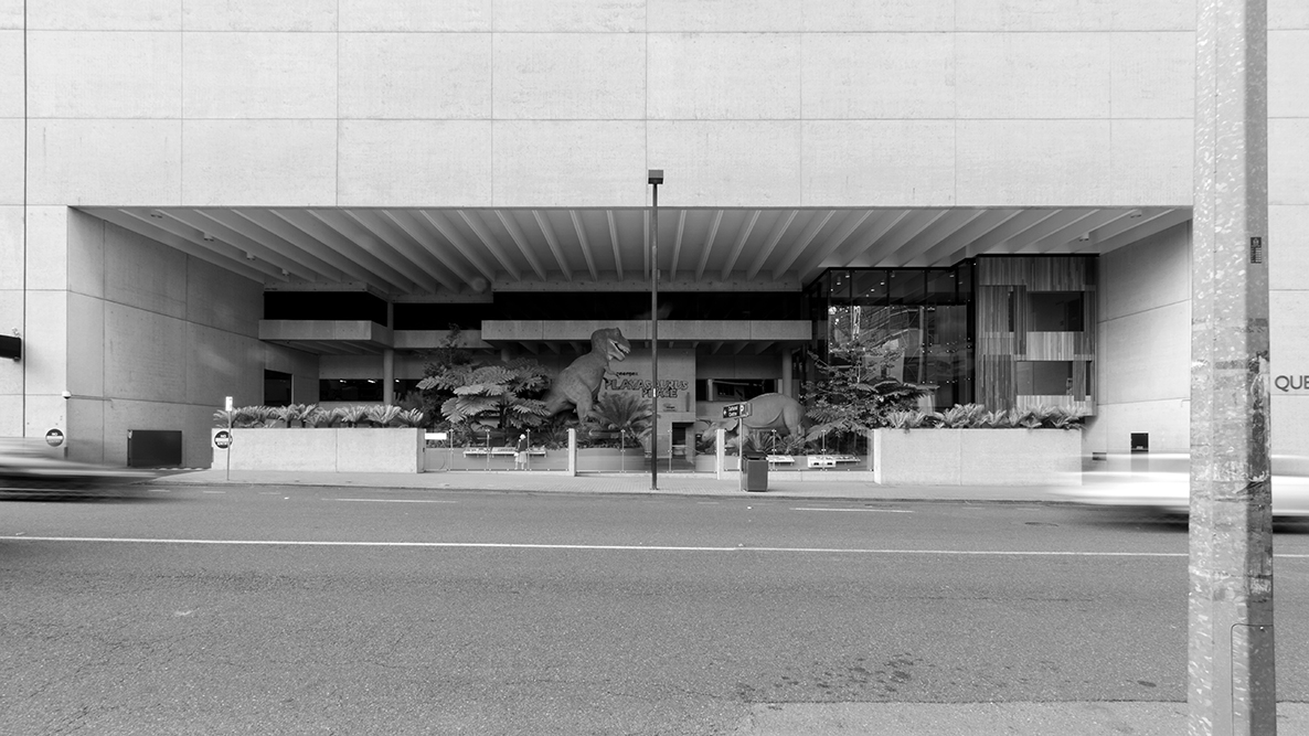 The courtyard of the Queensland Museum seen from Grey Street