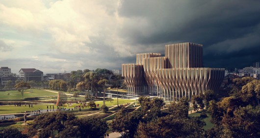 South Facade and Memorial Park. Image Courtesy of ZHA