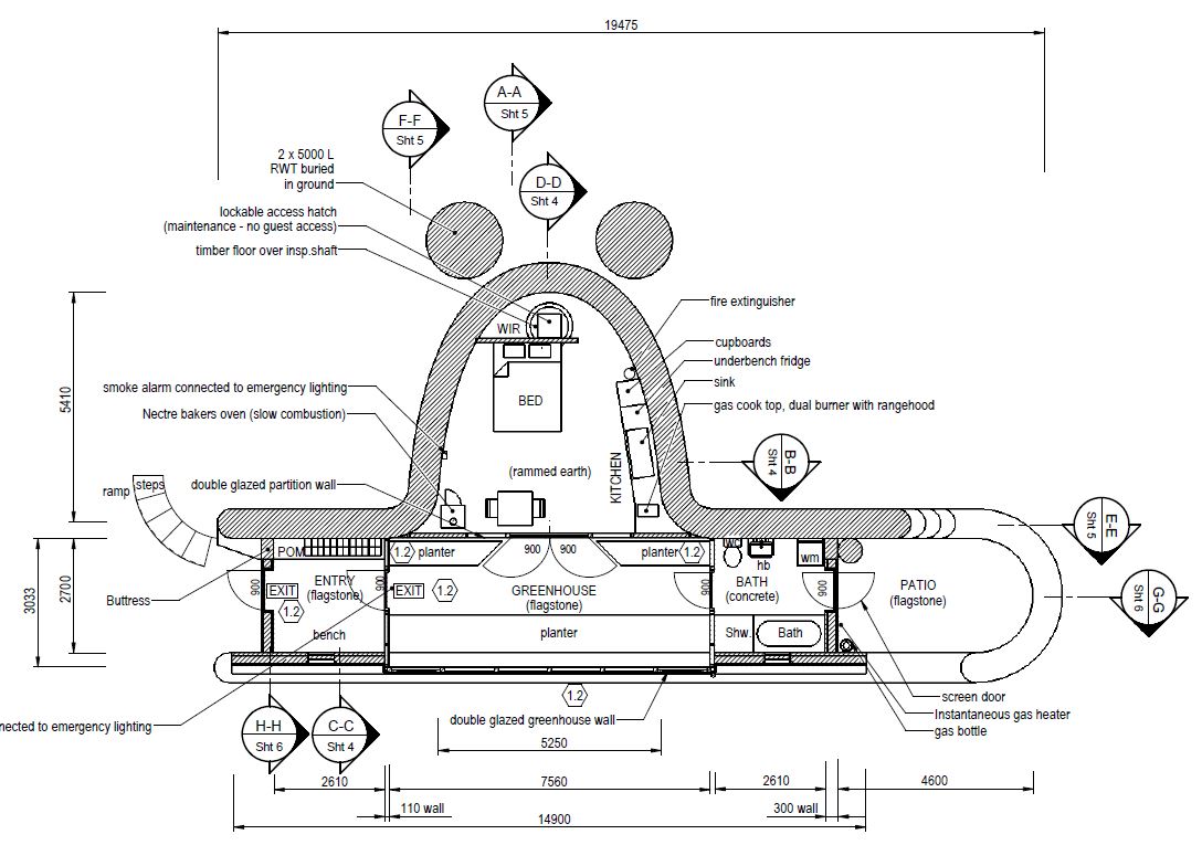 Earthship Biotecture is a sustainable living concept that emphasizes self-sufficiency and environmental responsibility. Earthship plans typically include passive solar heating and cooling, water catchment systems, and renewable energy sources, allowing residents to live off the grid and reduce their carbon footprint.