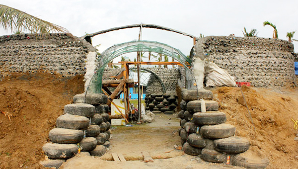 Exterior of Earthship Philippines in construction