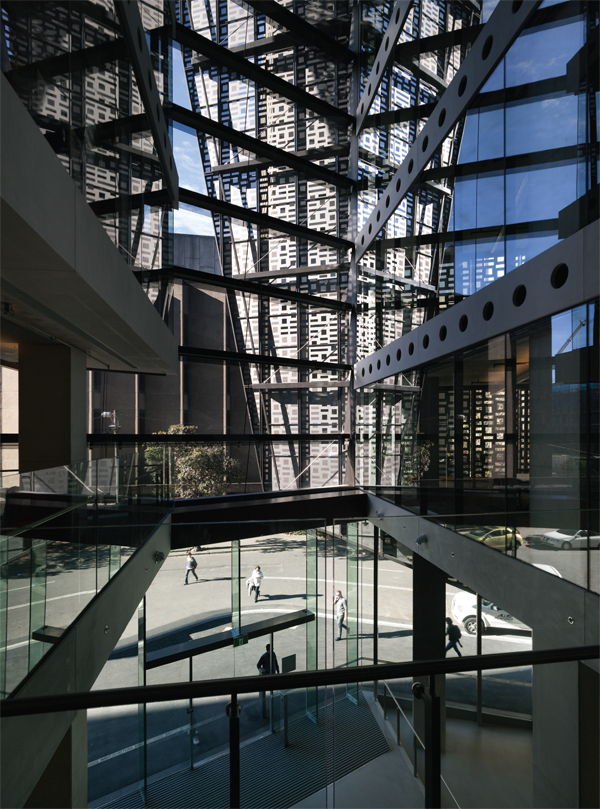 Real vs Unreal. Entrance lobby at the building's southeastern aspect