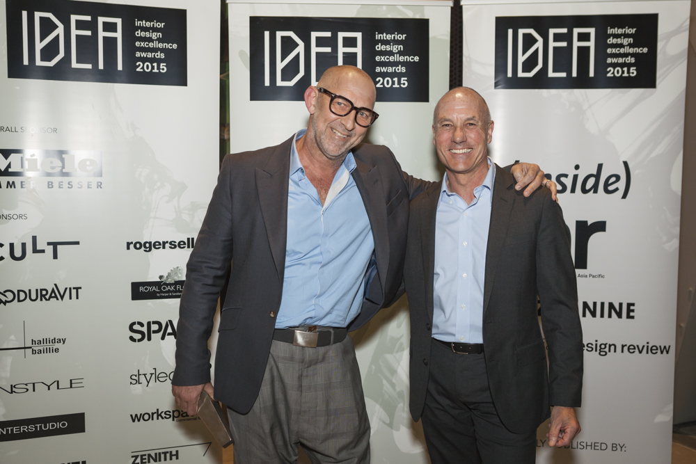 CEO of Woods Bagot and IDEA 2015 Gold Medal winner Nik Karalis with Tim Jordan of Bathe