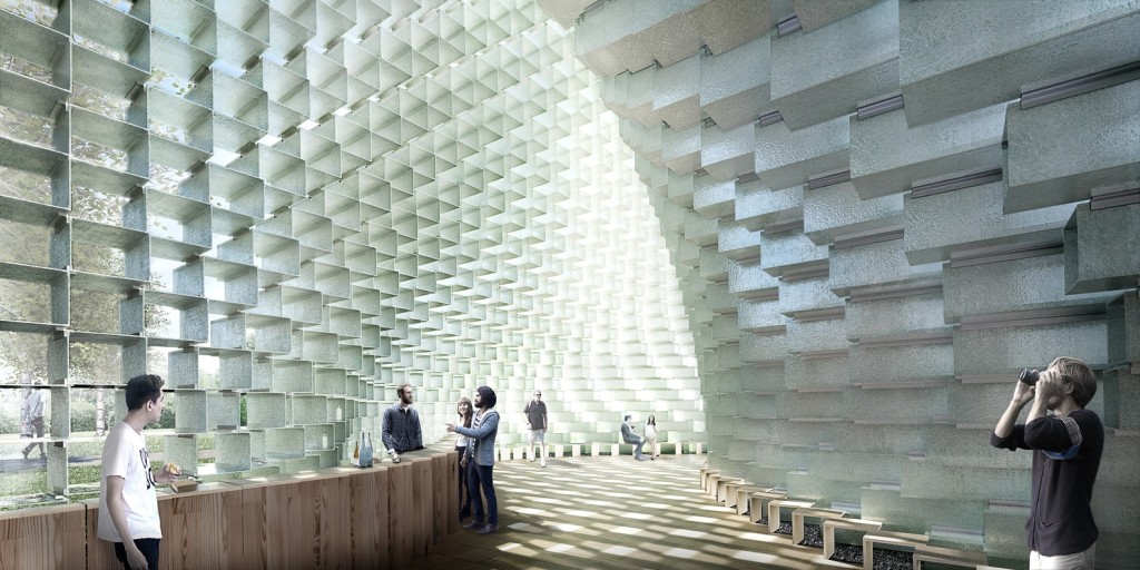 Inside the Serpentine Pavilion, image courtesy Archdaily/Bjarke Ingels Group