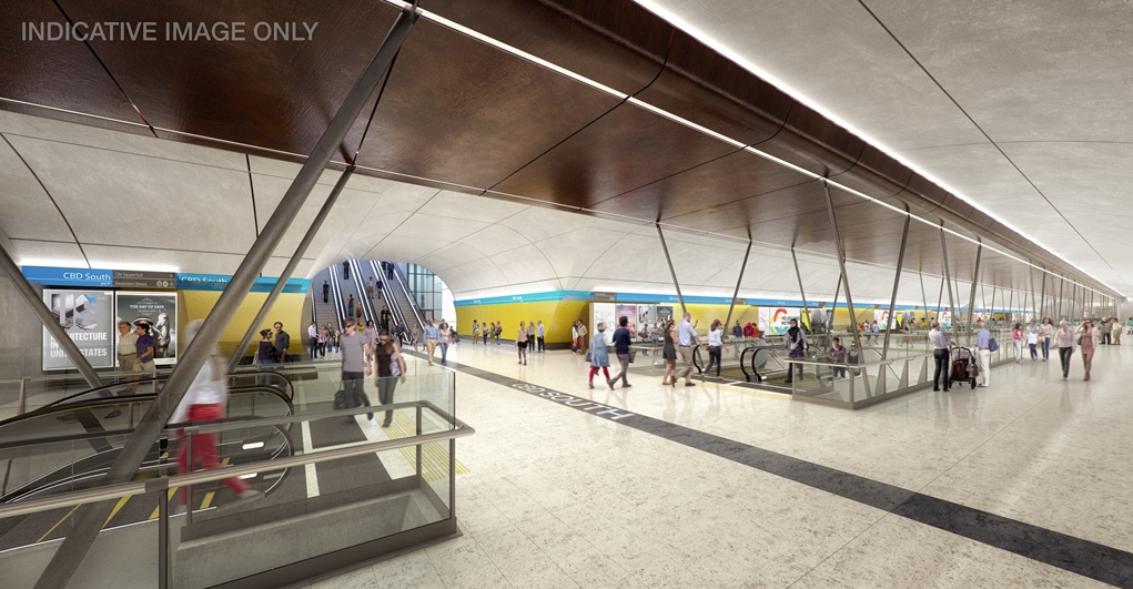 CBD South Station render, courtesy Grimshaw Architects/Melbourne Metro Rail.