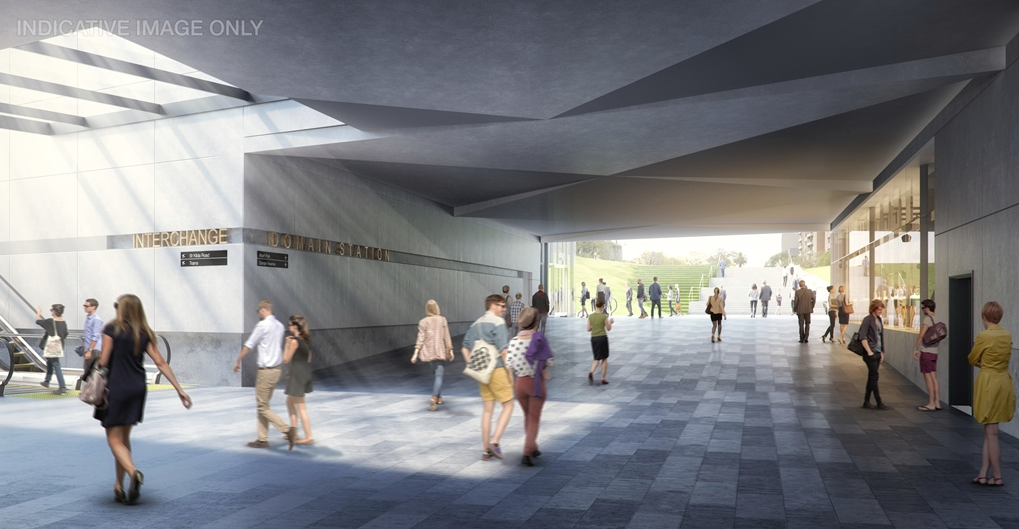 Domain Station render, courtesy Grimshaw Architects/Melbourne Metro Rail.