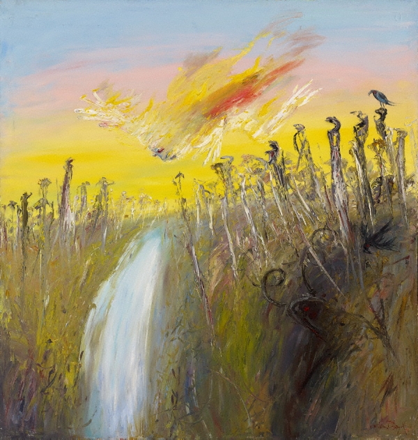 Nebuchadnezzar on fire falling over a waterfall by Arthur Boyd. Image courtesy Art Gallery NSW.