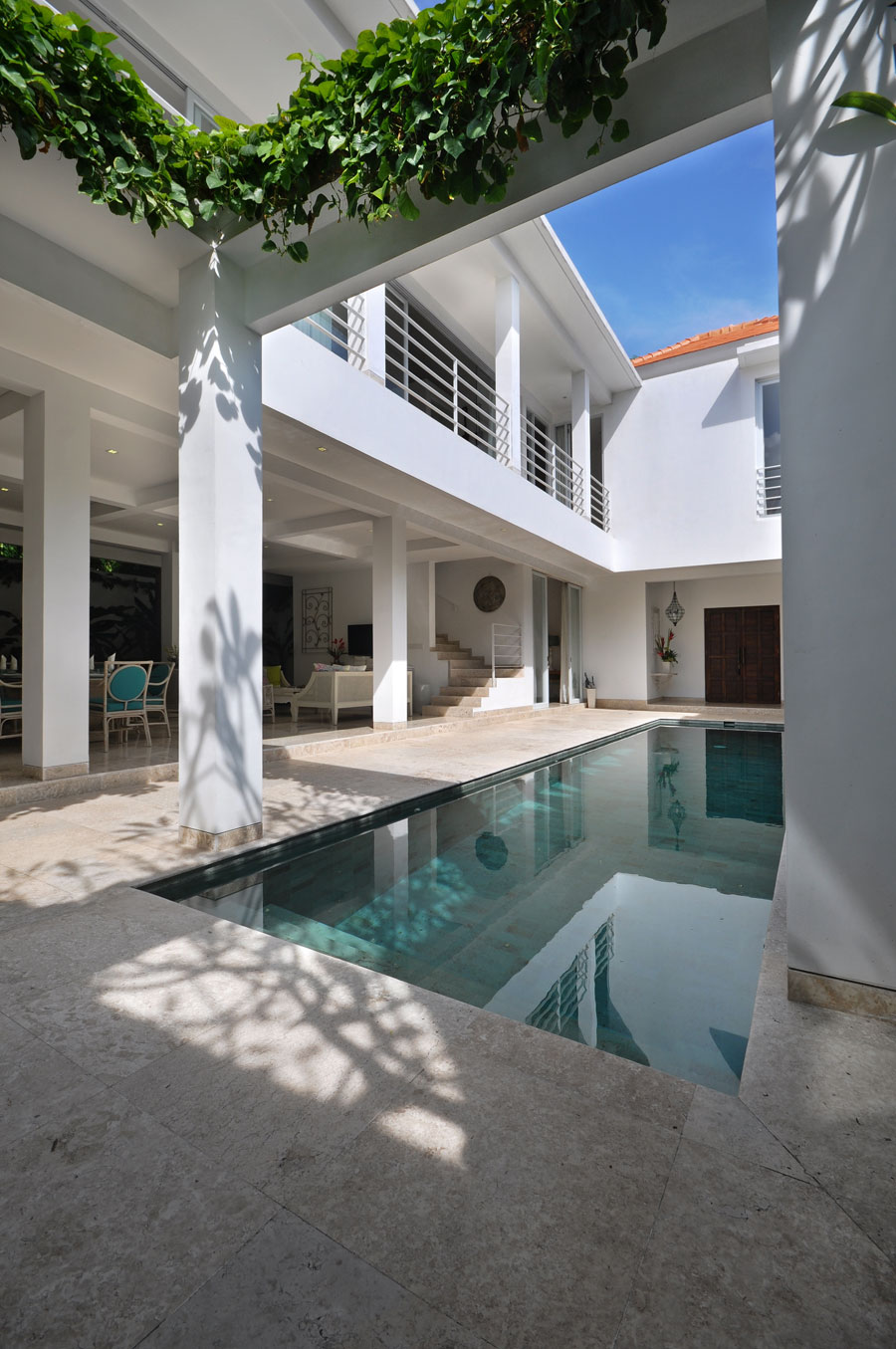 The pool creates a centrepiece in the space.