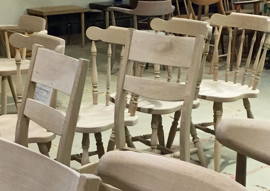 Chairs in production at Hida Sangayo.