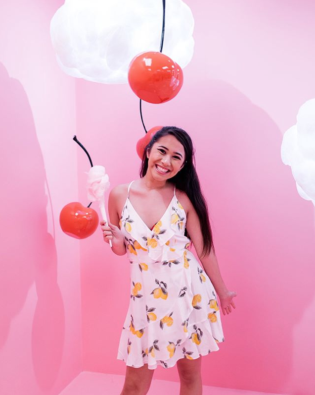 Someone has their photo taken at the Museum of Ice Cream