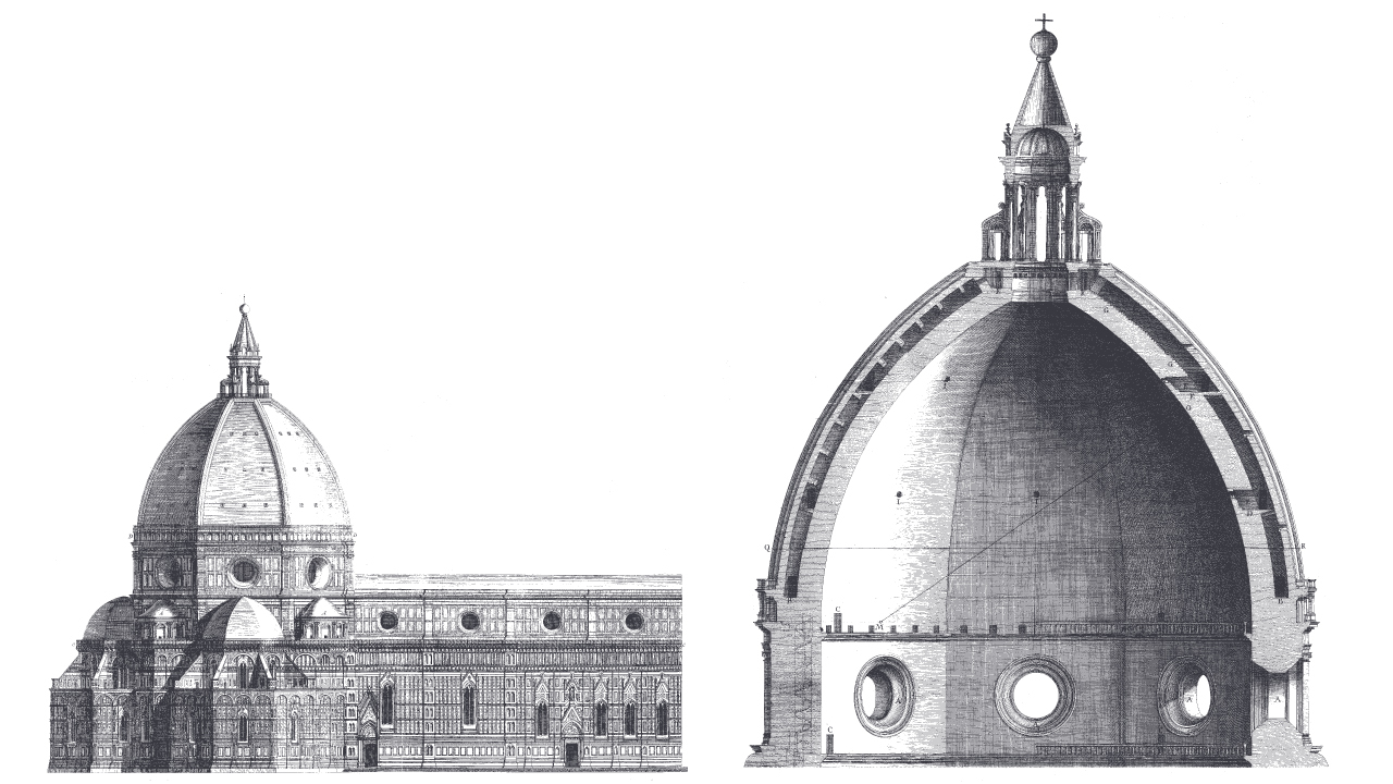 Drawing of The Dome of Florence by Filippo Brunelleschi, via Metalocus.es.