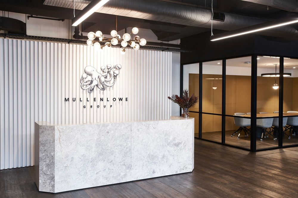 The reception desk inside the MullenLowe Profero office