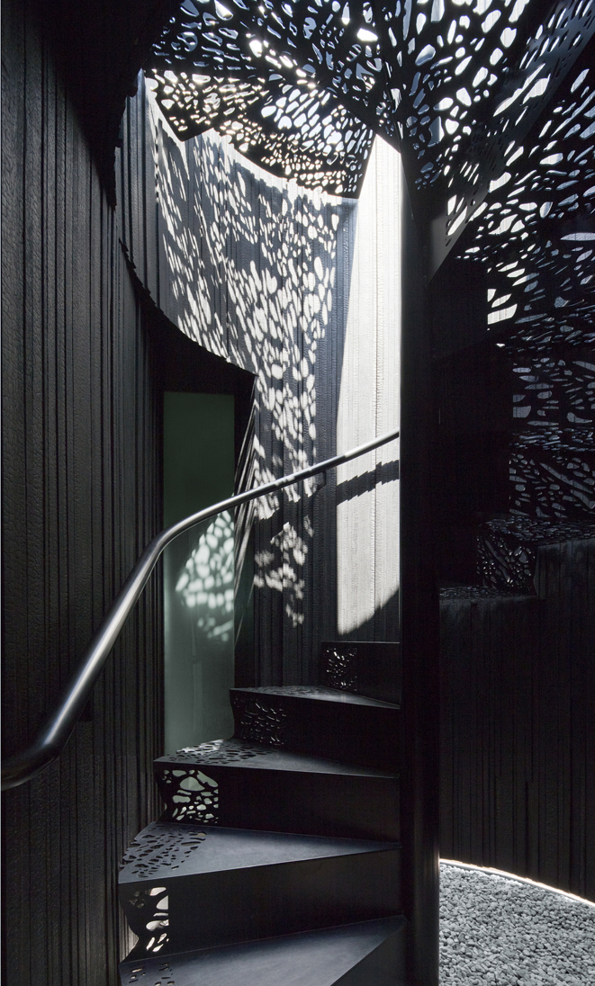 Staircase with dappled light
