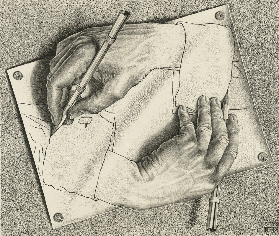 M.C. Escher's Drawing Hands artwork