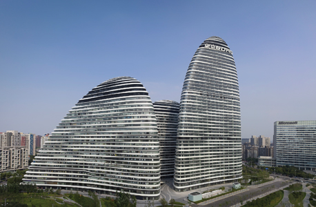 : Wangjing SOHO (2009–14) by Zaha Hadid Architects, photo by Virgile Simon Bertrand