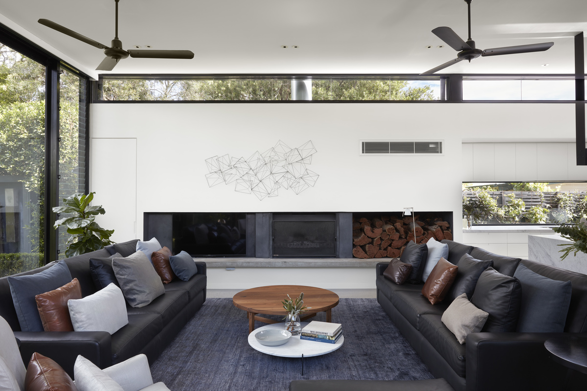 Fireplace in the new Light Box house