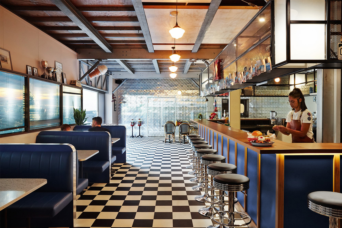 Interior of the pop-up bar at Fed square