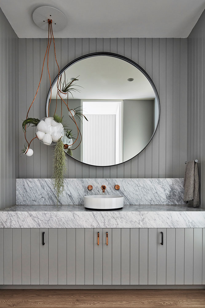 Powder room in the heritage portion of the house   