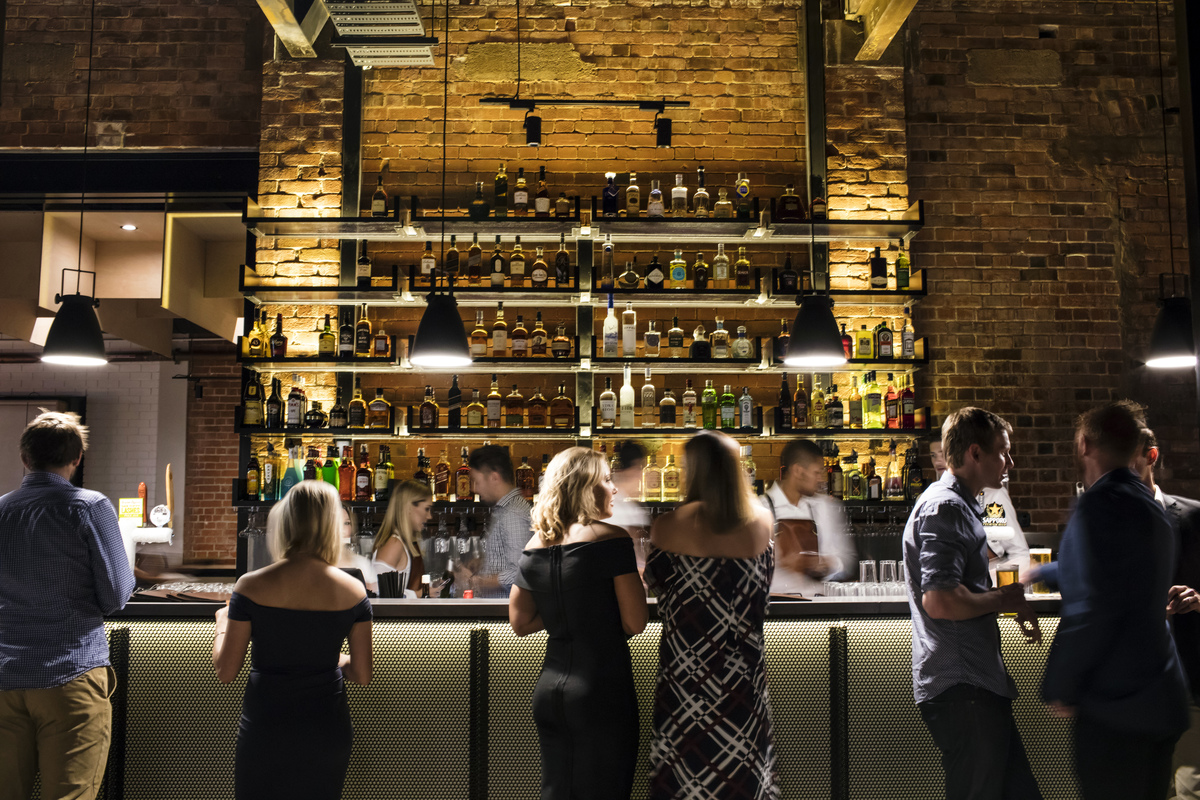 The bar area in Headricks