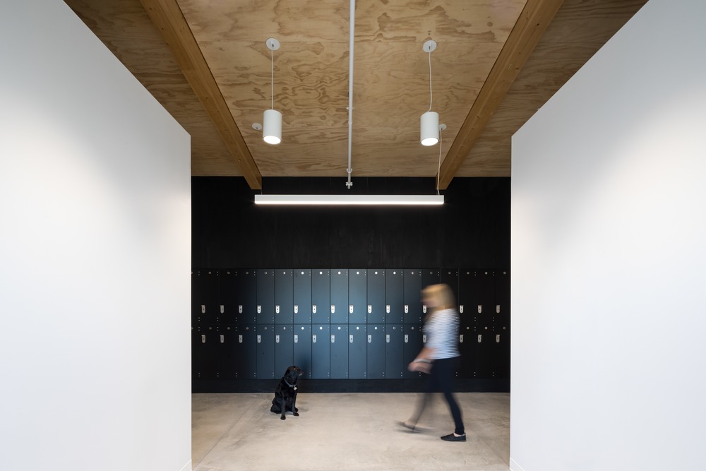 The locker room inside the yacht building