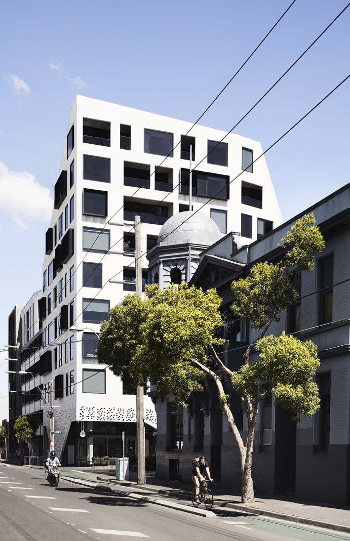 The Peel apartments featuring a sloping roof
