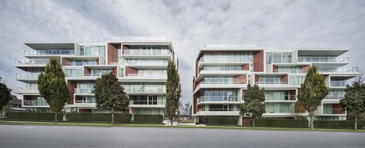 View of the apartments from across the street