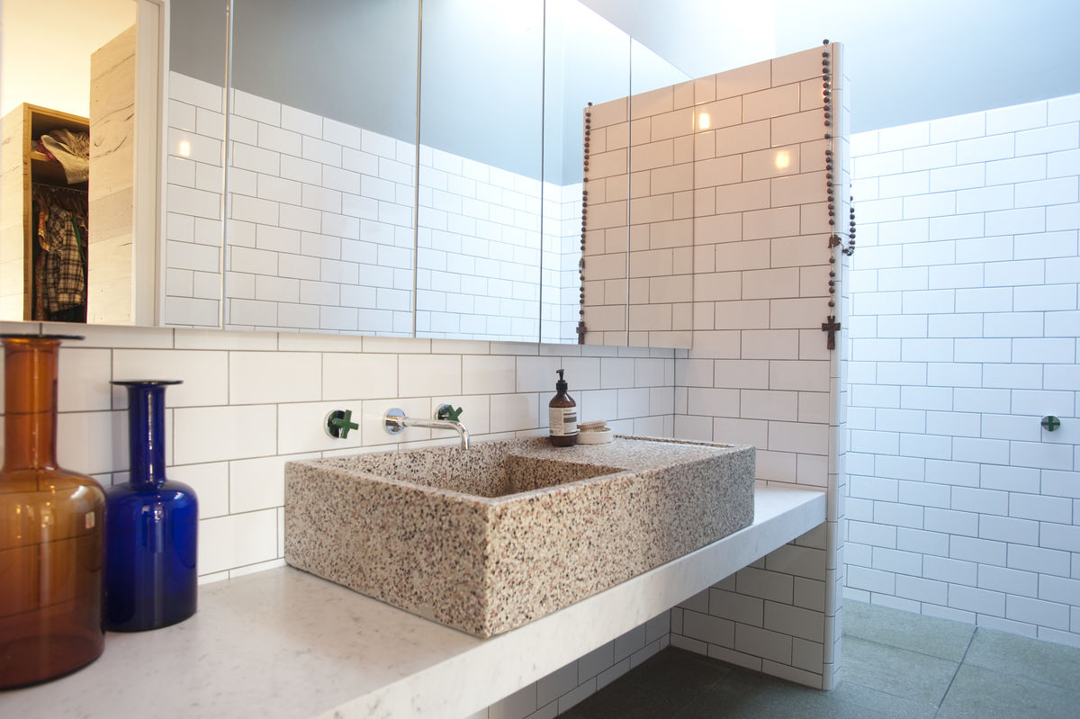 The bathroom with sustainable materials