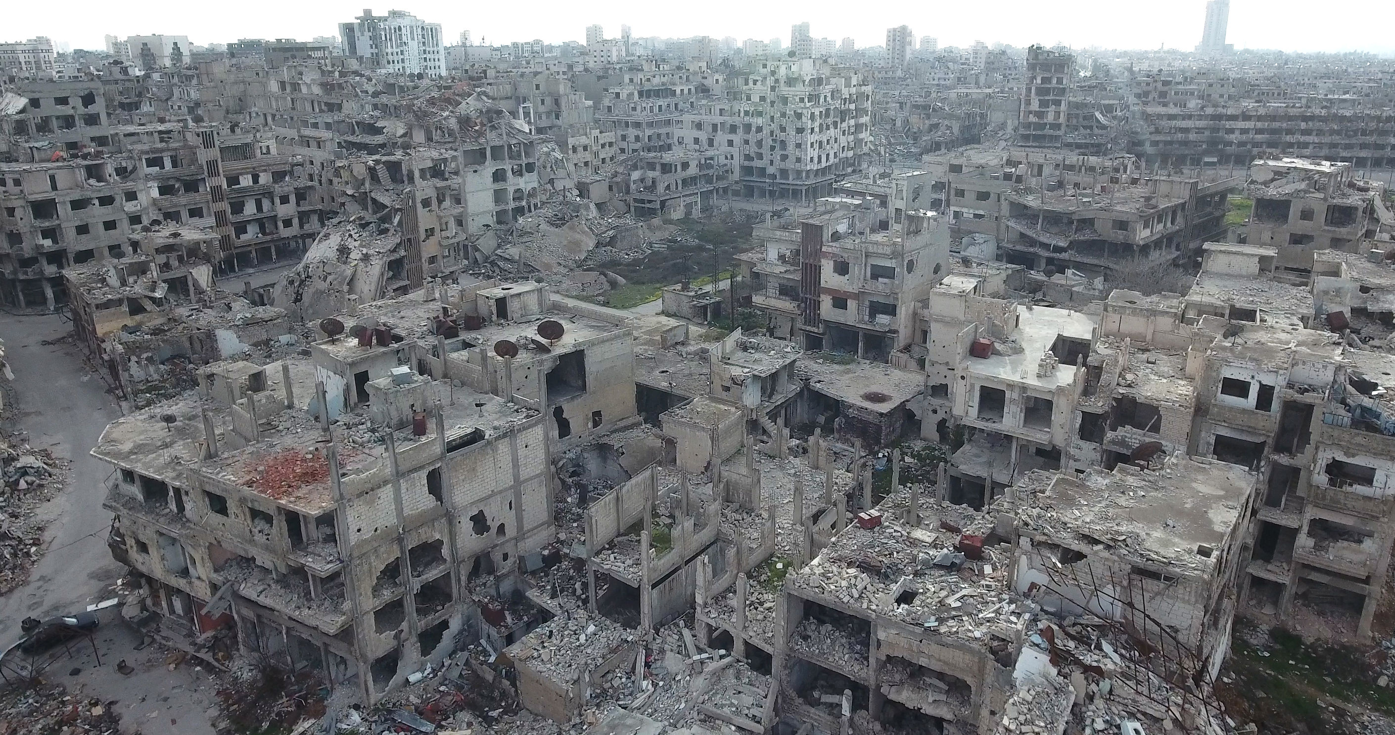 The destroyed city of Homs