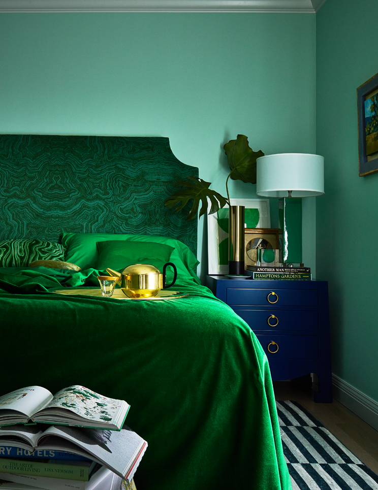 bright green bedroom