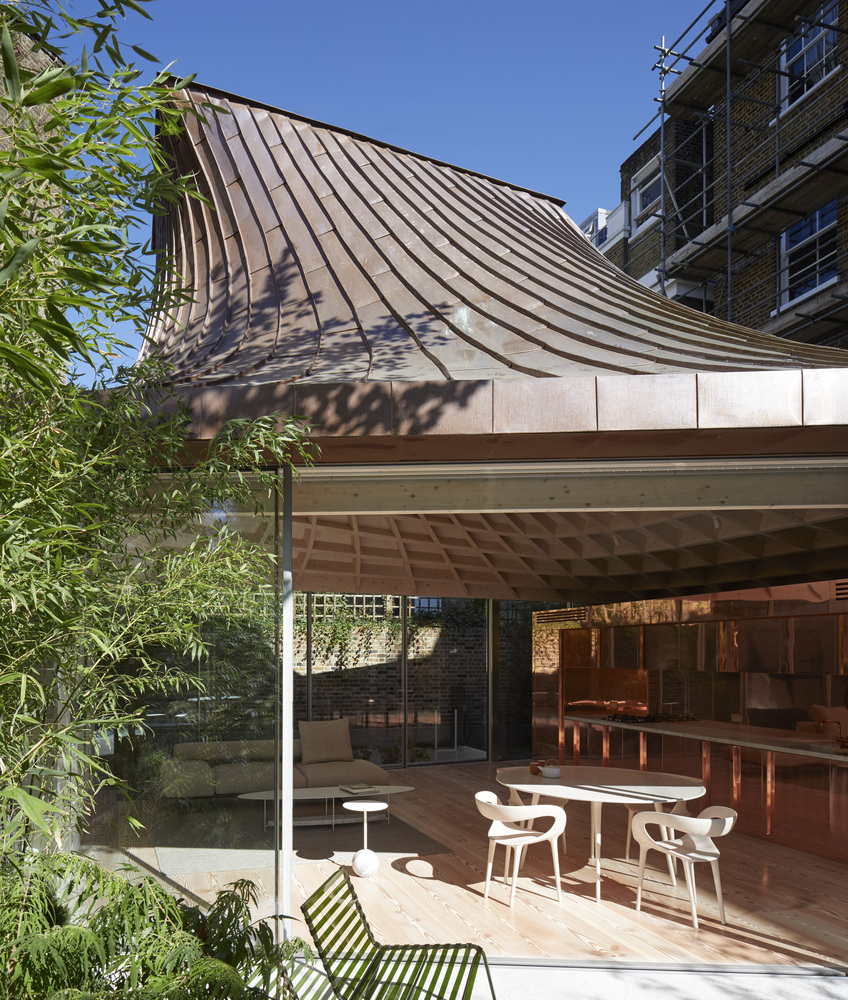 Backyard view of the copper roof