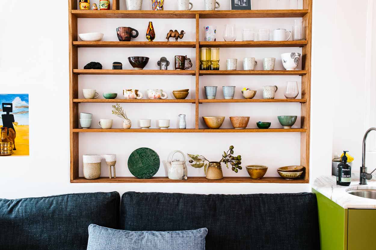 Art on the kitchen shelves
