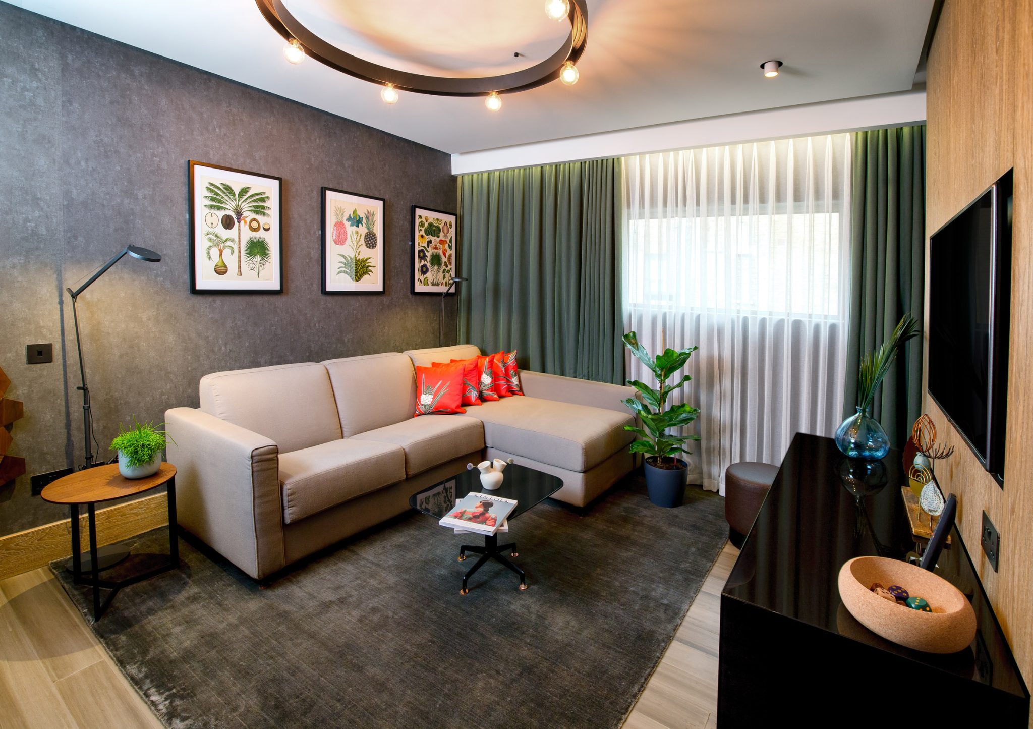 Lounge area of vegan suite