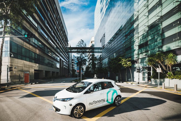 Singapore’s driverless taxi, nuTonomy, in 2016. EPA/AAP