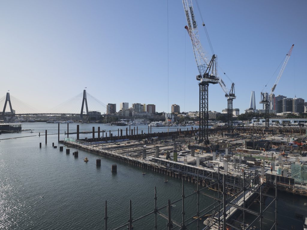 Photograph of Sydney Fish Markets, under construction. A BVN architecture project. Photo credit BVN office and Martin Siegner
