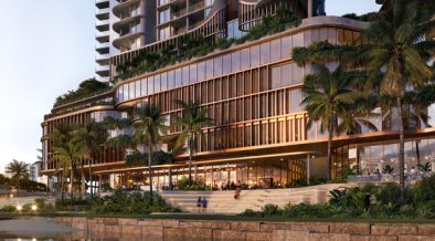 vertical city, image of the first few floors of a high rise in Queensland