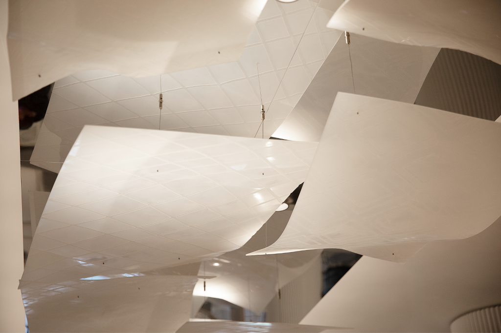 Lanson Place. Interior ceiling panels comprising First Nations artwork